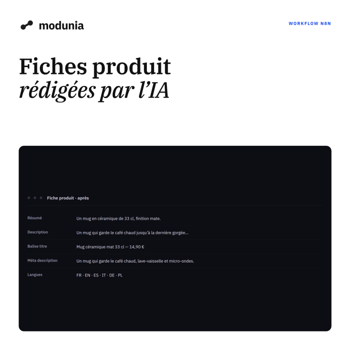 Fiches produit rédigées par votre IA